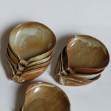 Eight ramekins"shells"vintage enamelled potter's sandstone