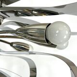 Mid-century pair of Italian chrome chandeliers from 70
