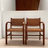 Pair of armchairs - Erich Dieckmann style - wood & cane