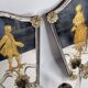 Pair of antique Murano wall lights with gilded engraved mirror, Italy, 19th century