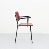 Kembo chair simili burgundy leather with armrests