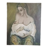 Old oil portrait on canvas