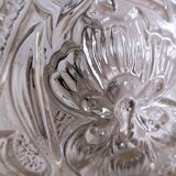 1960s molded glass ceiling light with brass crown