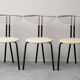 Set of 6 vintage chairs in chromed metal and white fabric, 1980s modernism