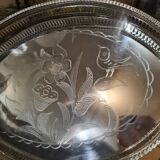 Silver metal serving tray