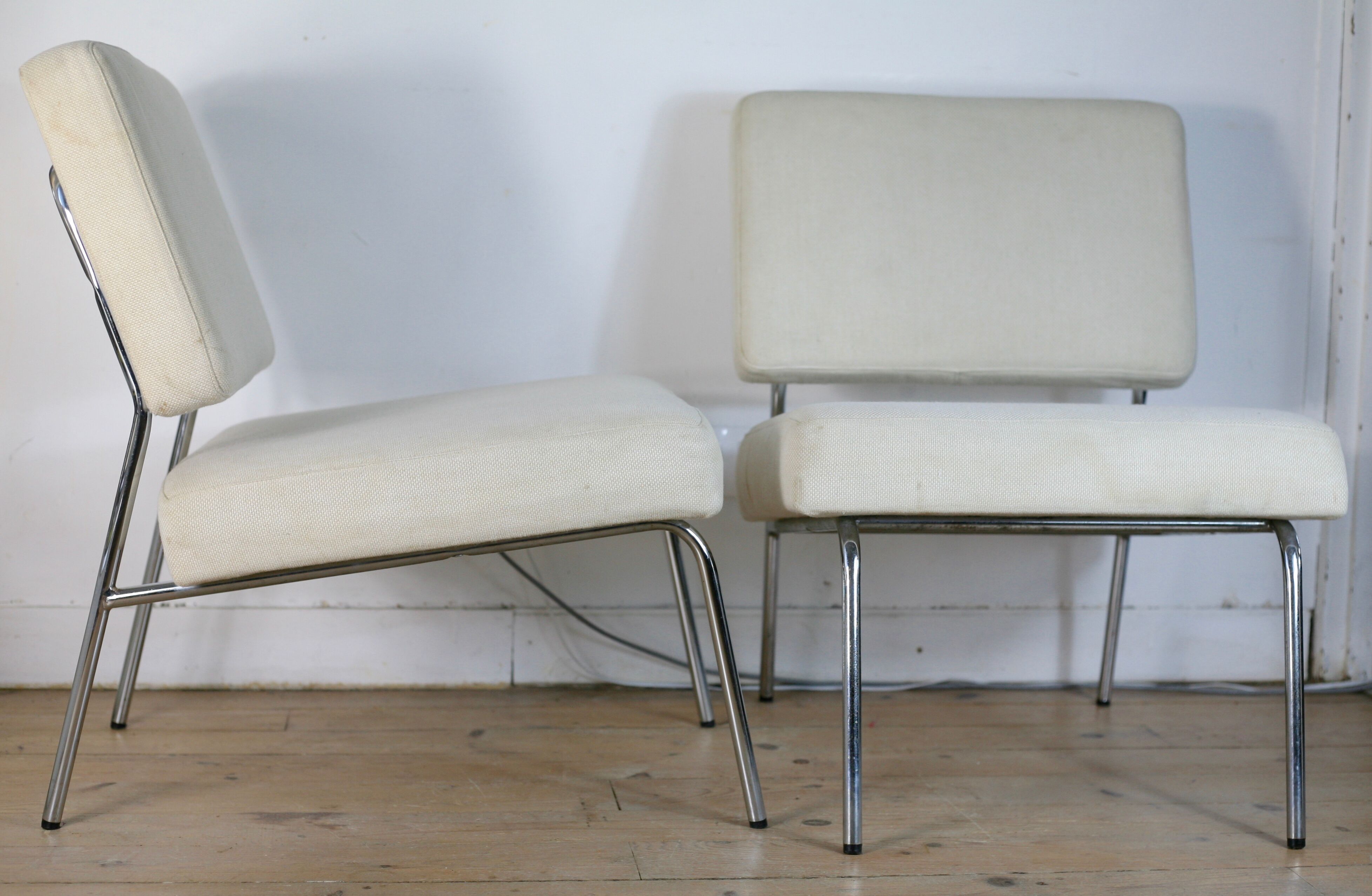 Pair of 60s heaters, steel and wool, France