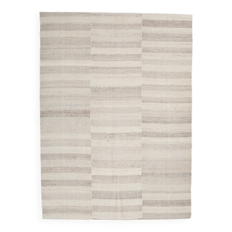 Striped Pattern Brown & Cream Vintage Kilim Rug, 220x300Cm