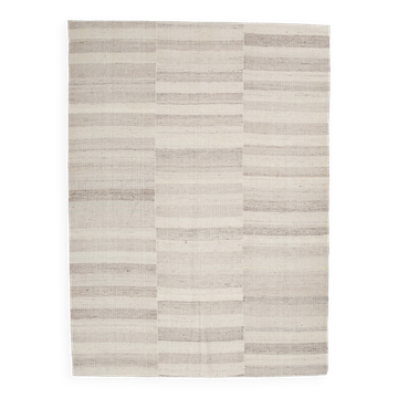 Striped Pattern Brown & Cream Vintage Kilim Rug, 220x300Cm