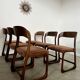 Set of 6 old baumann design sled chairs from the 60s wood and fabric