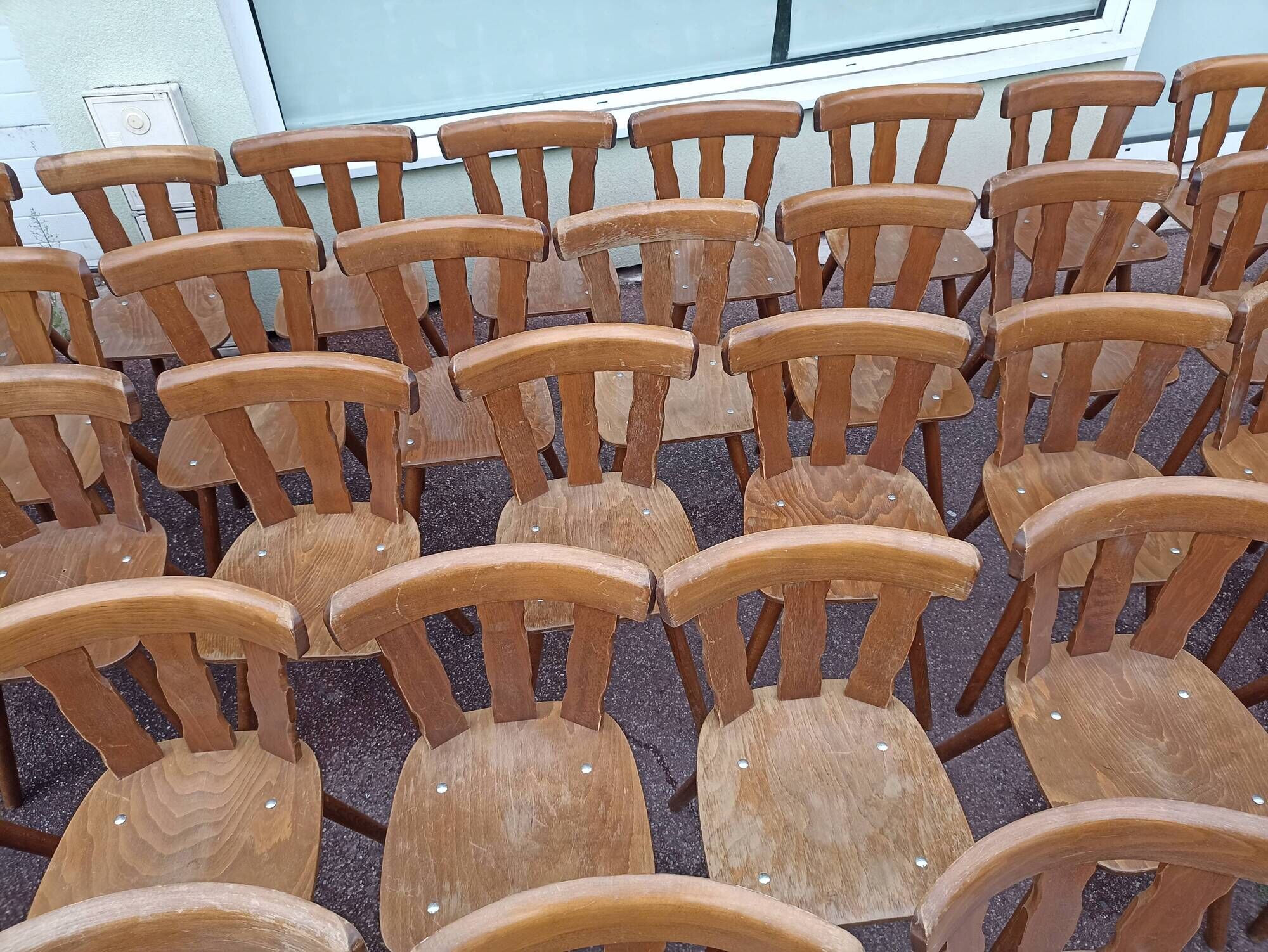 Set of 60 bistro cafe bar restaurant chairs - wood - vintage