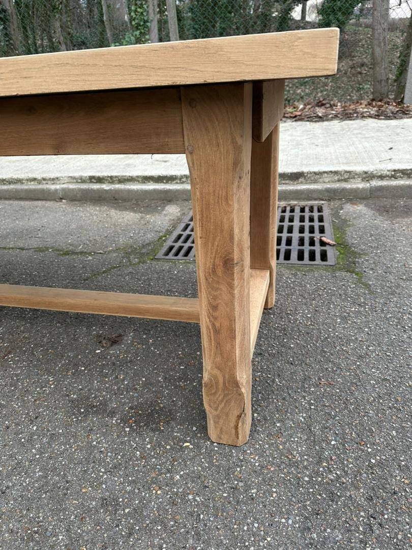 Renovated 19th-century solid oak extendable farmhouse dining table 200cm