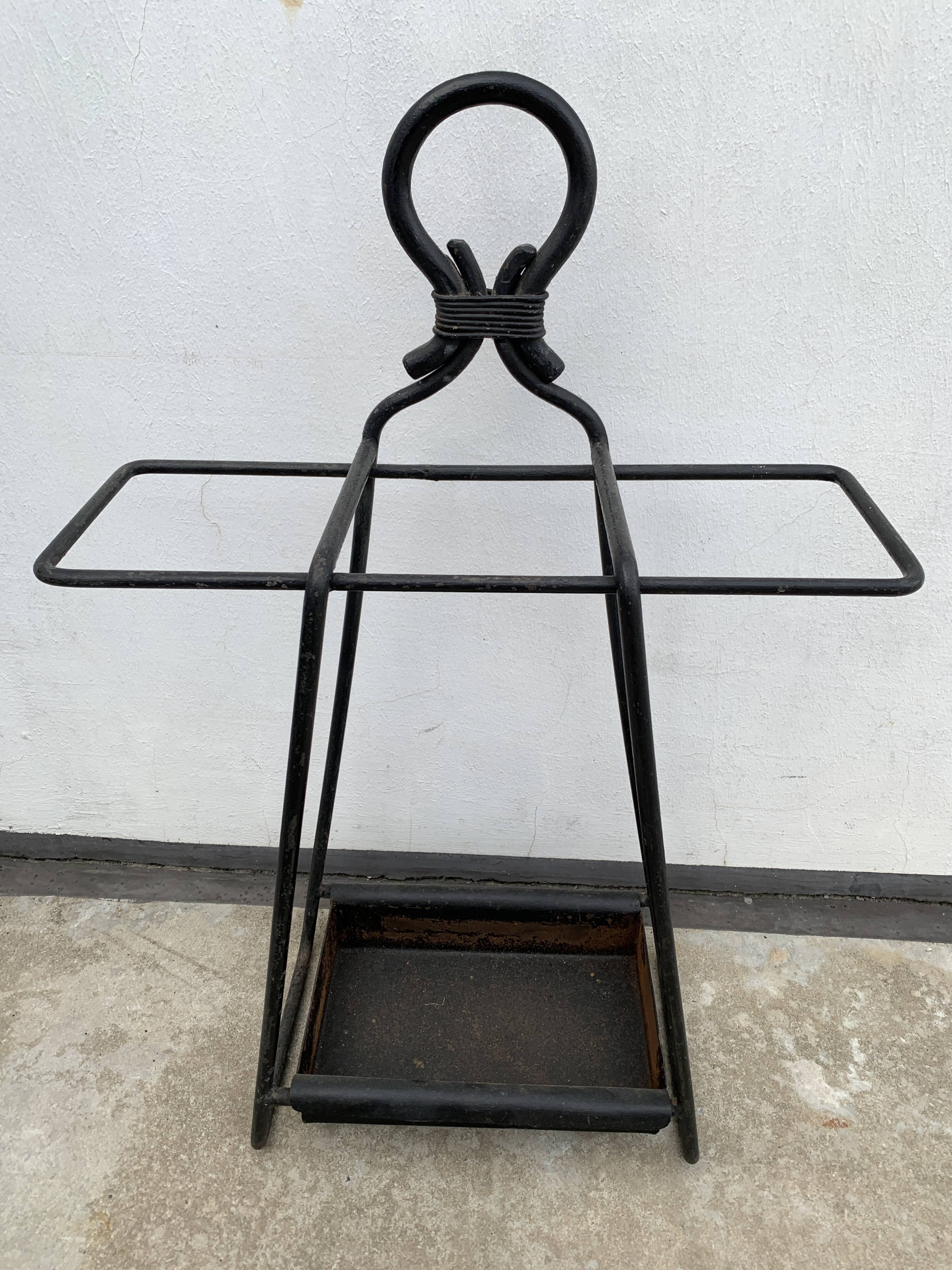 French black wrought iron fireplace set, 1960