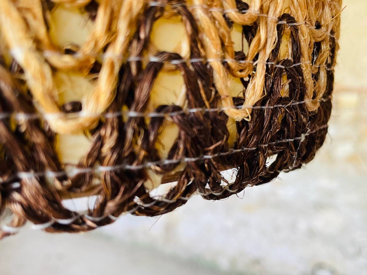 Vintage sisal / jonc de mer pendant light circa 1970's