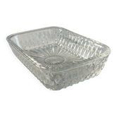 Square cut glass dish stamped France 14x9.5cm