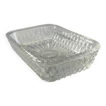 Square cut glass dish stamped France 14x9.5cm