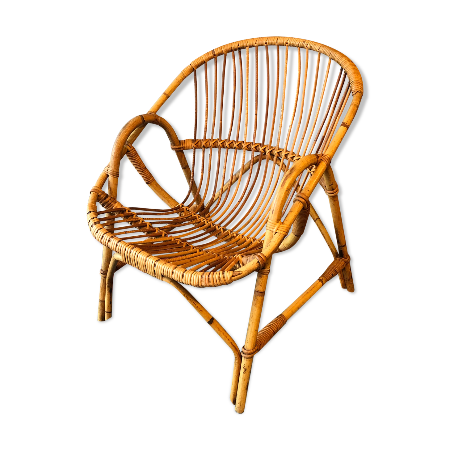 Rattan basket armchair 60s