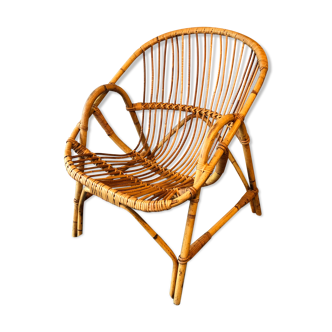 Rattan basket armchair 60s