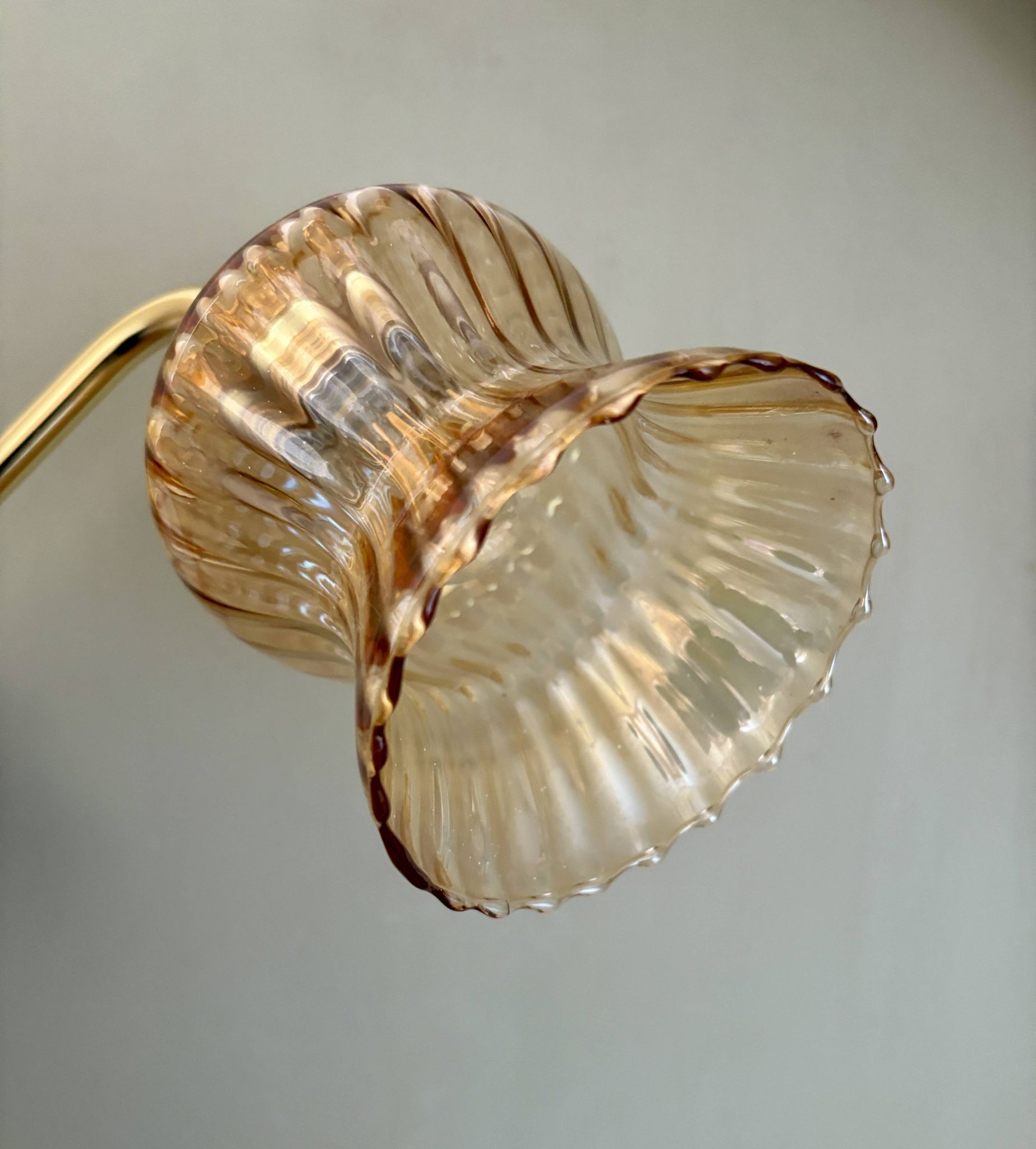 Vintage tulip angled wall light in amber glass