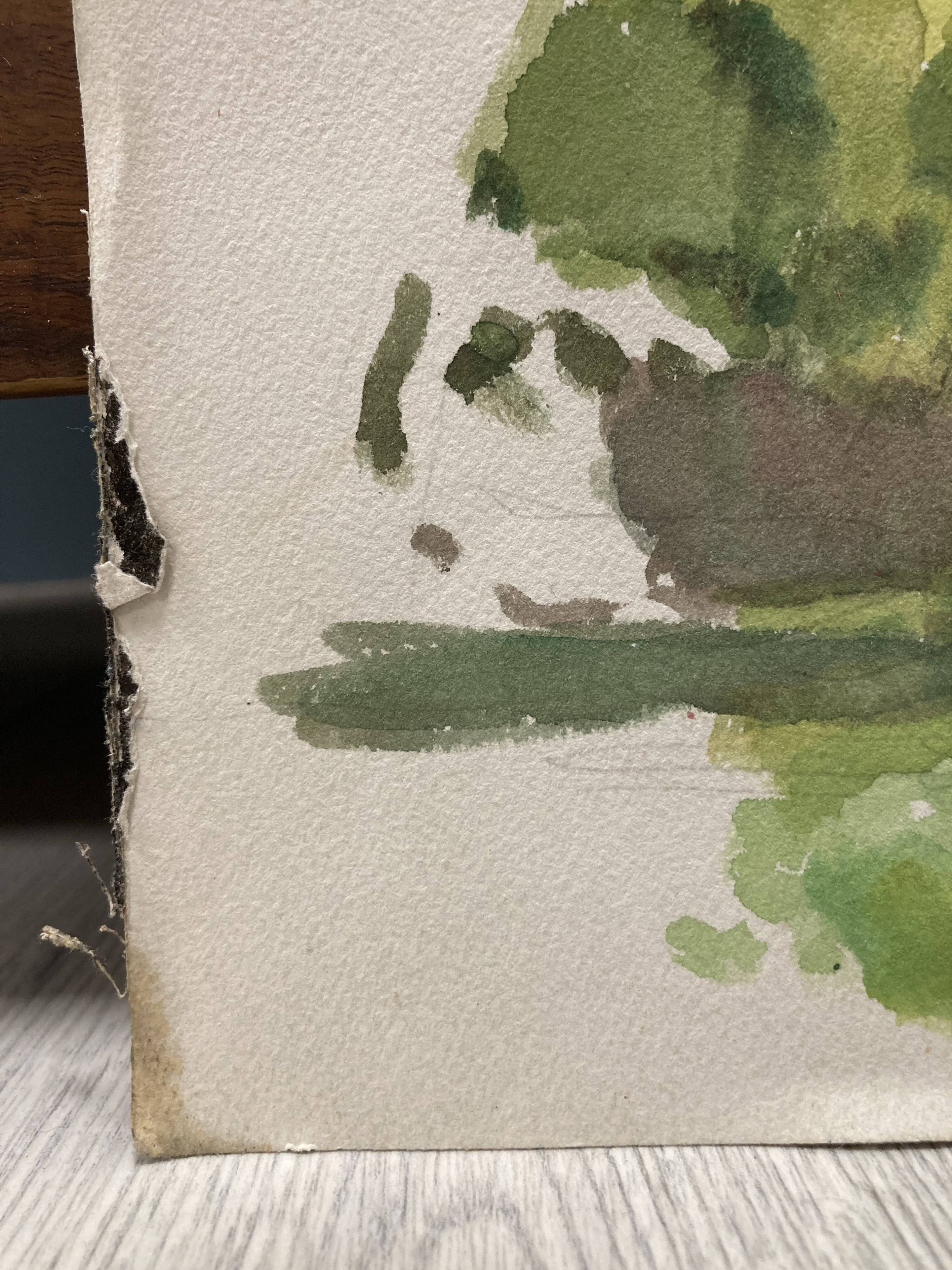 Watercolor landscape old house