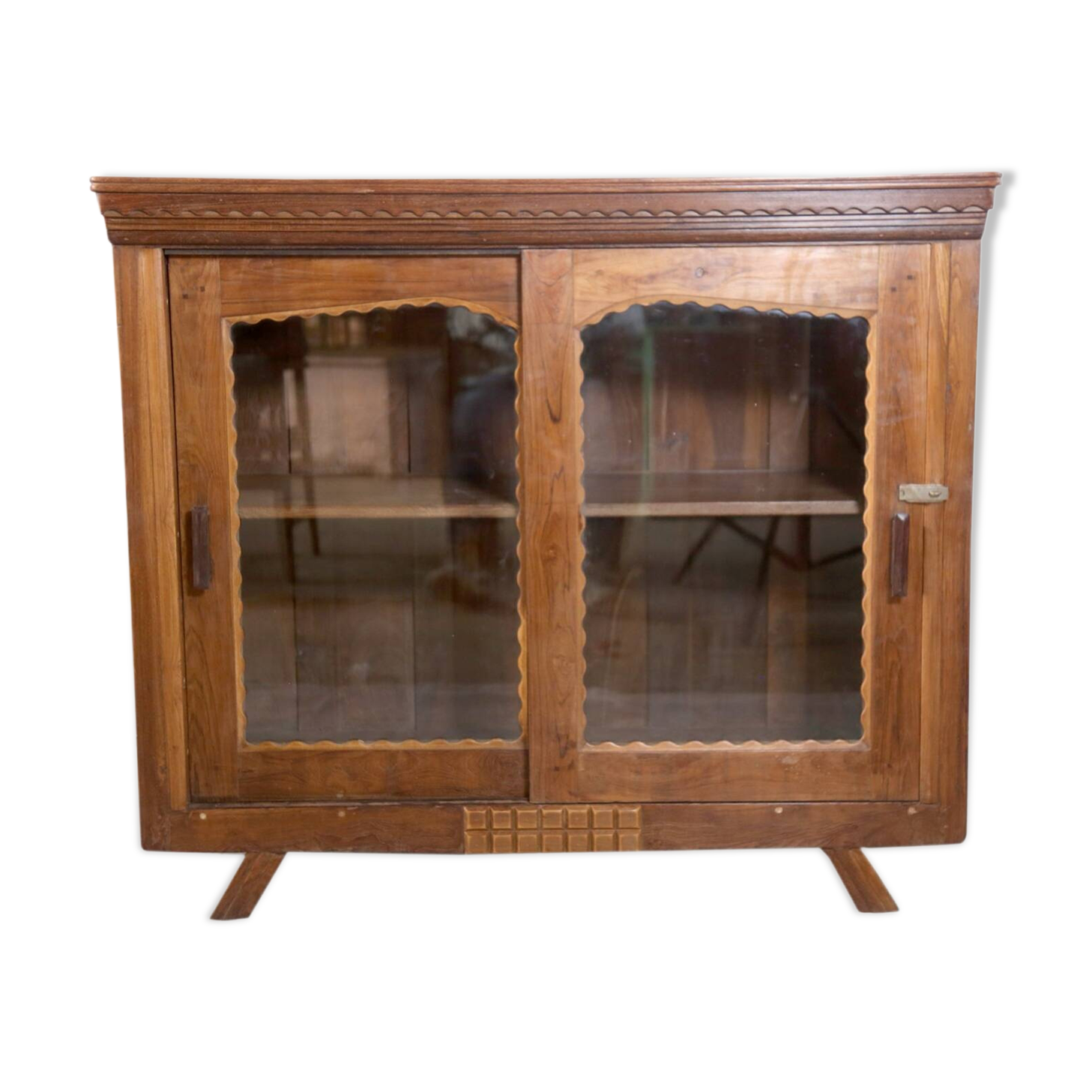 Antique glass-fronted buffet in Burmese teak