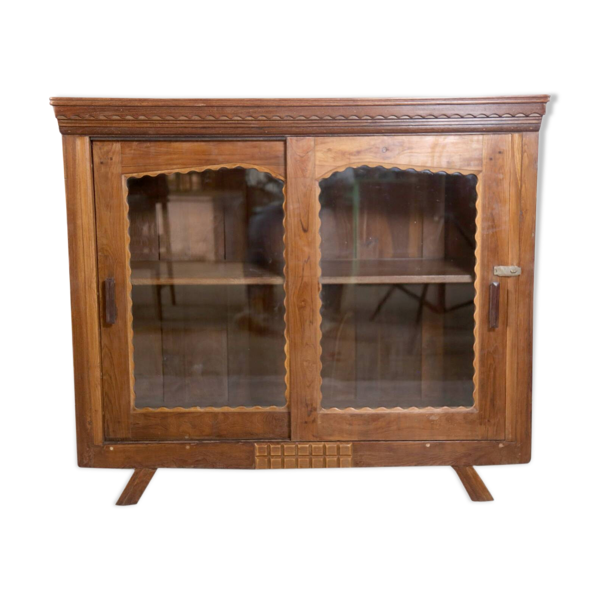 Buffet vitré ancien en teck birman