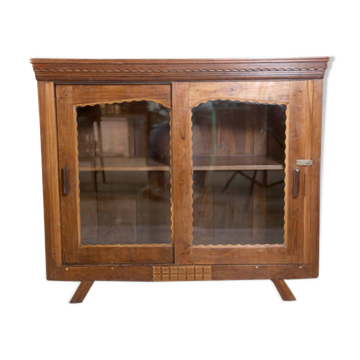 Antique glass-fronted buffet in Burmese teak