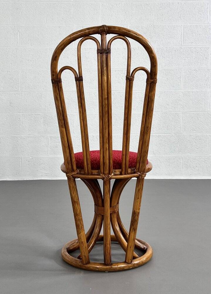 Rattan and fabric chairs, 60s-70s, set of 4