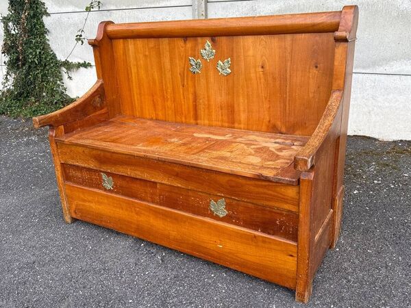 Banc coffre vintage en bois massif