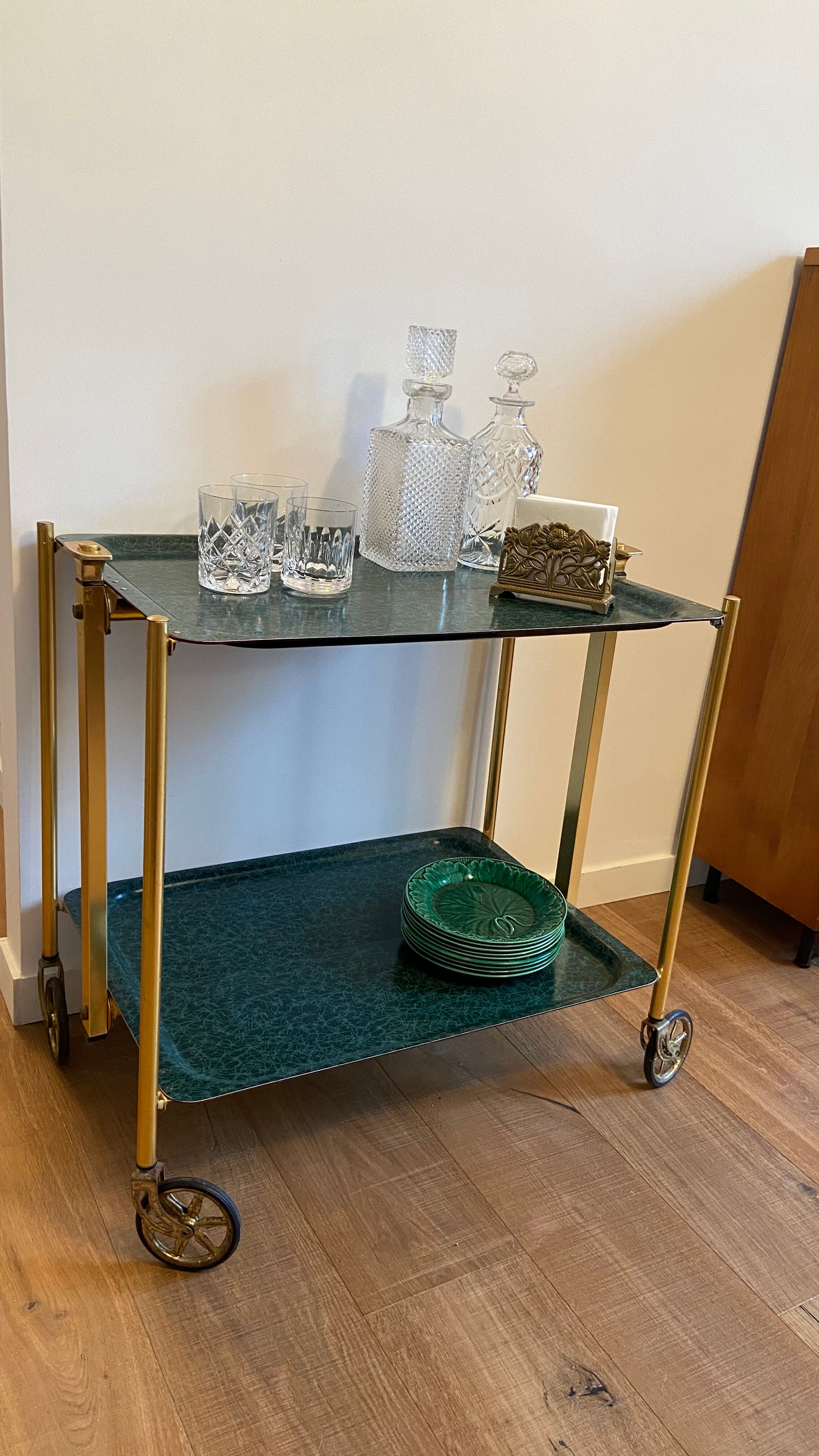 Serving rolling folding table Textable Vintage platforms