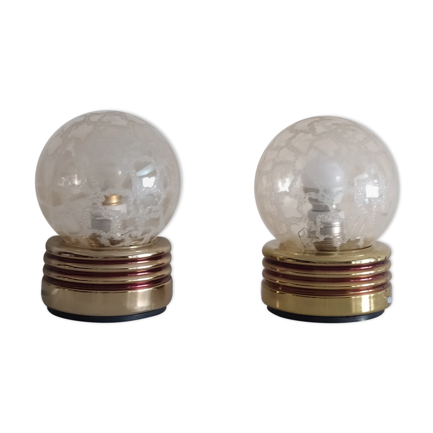 Pair of golden bedside lamps