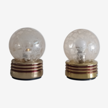 Pair of golden bedside lamps