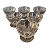 6 crystal champagne coupes Daum Nancy 1930s
