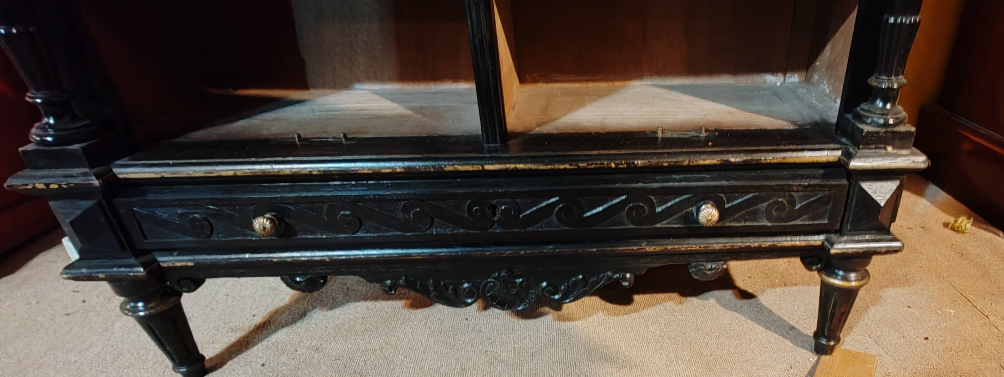 Curtained cabinet, late 19th century.