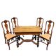 Dutch salon 1900, table and 4 chairs in marquetry stamped IDRAC.