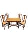 Dutch salon 1900, table and 4 chairs in marquetry stamped IDRAC.