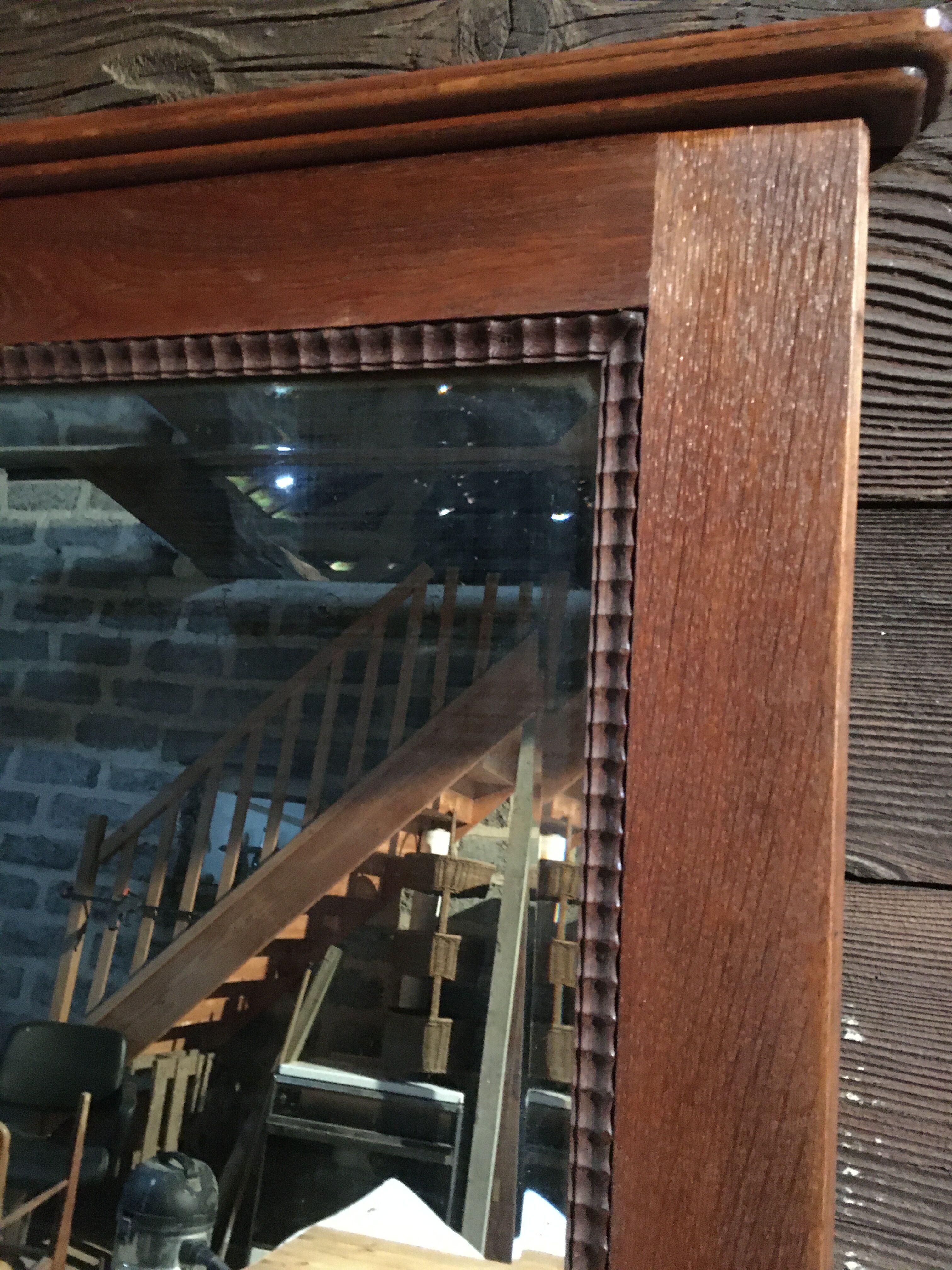 Bevelled oak mirror 154x79cm