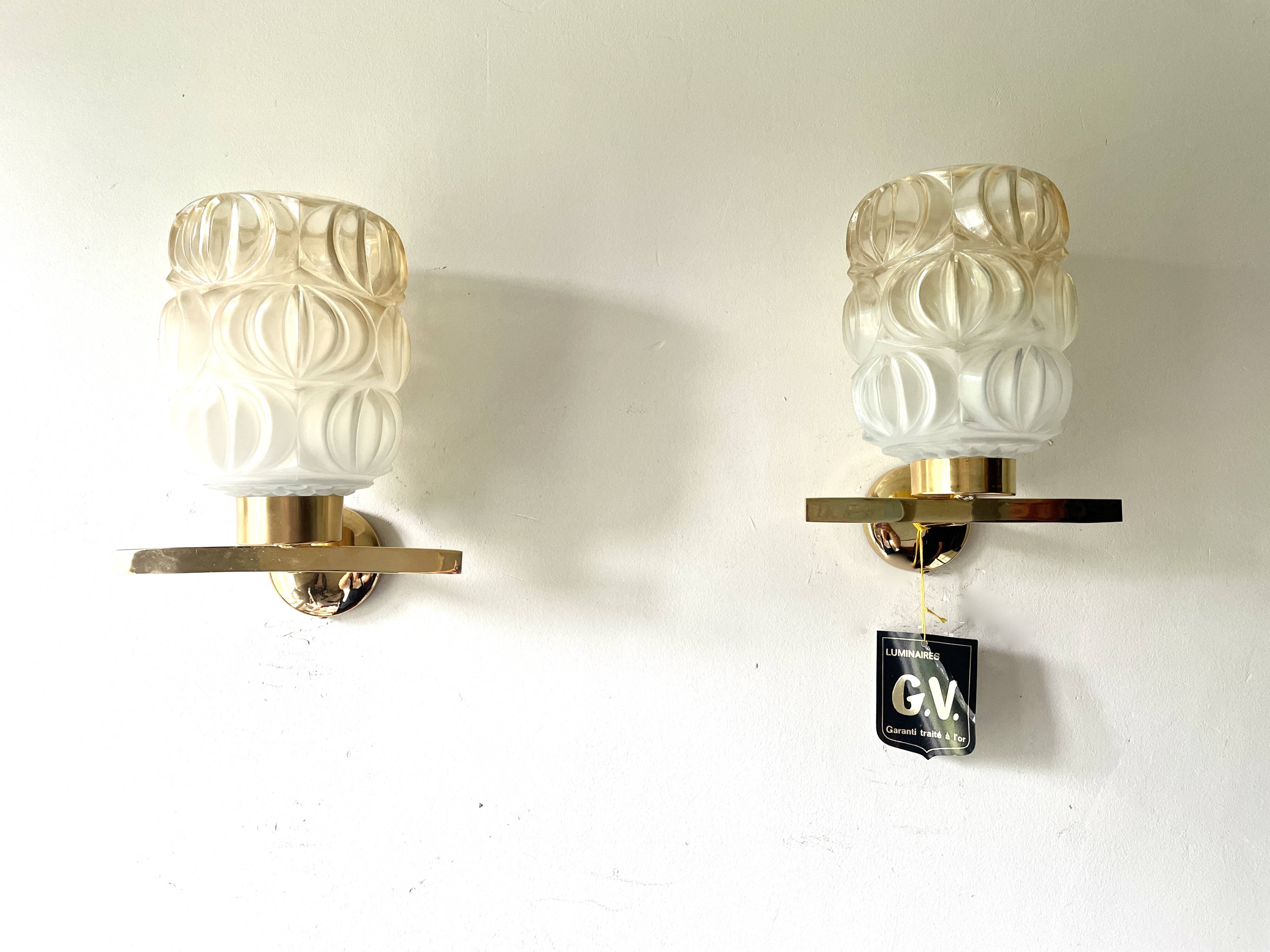 Pair of 1950 gold-plated wall lights