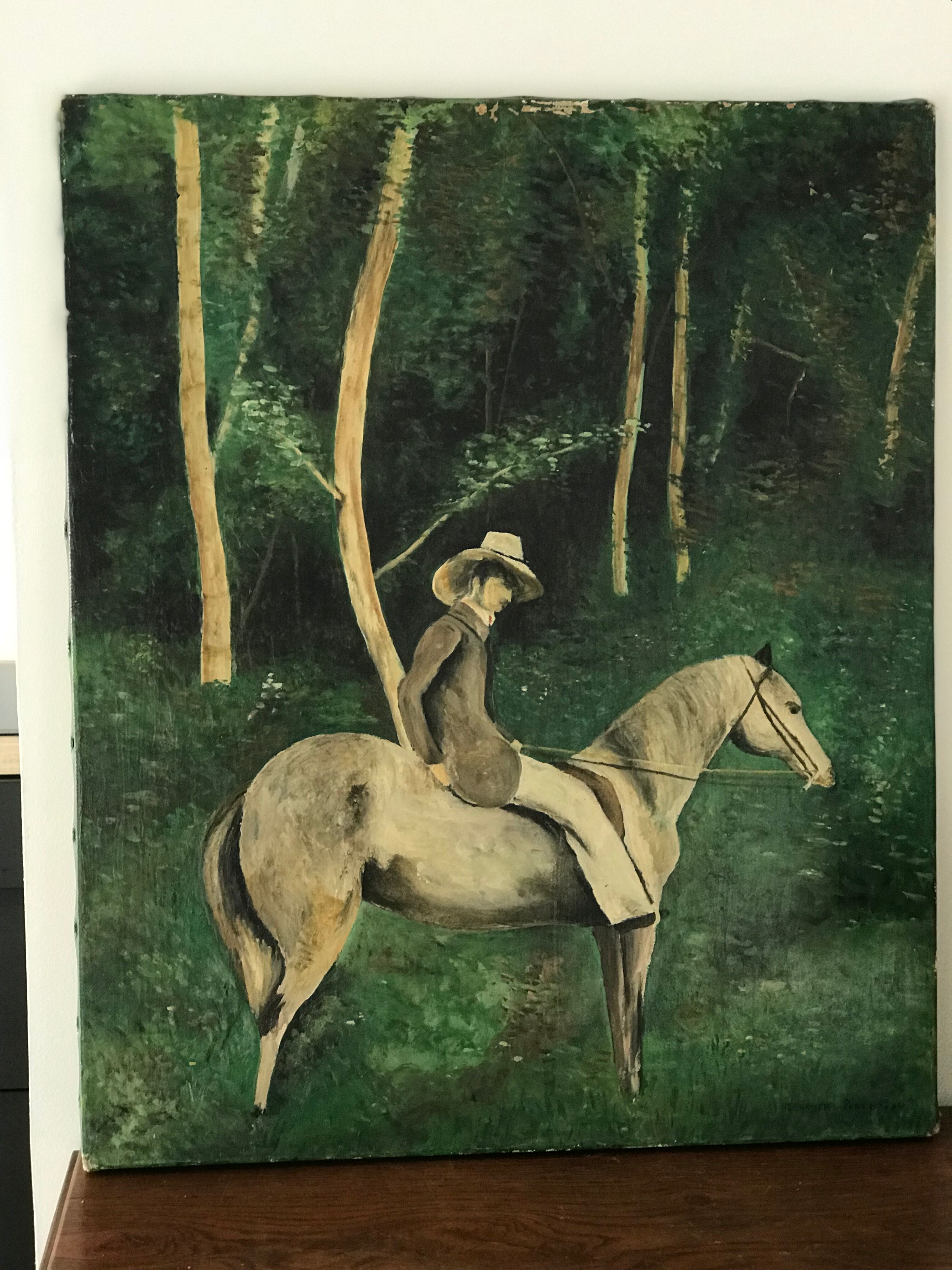 Table oil on canvas "the horse rider"
