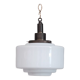 Patinated Brass and Opaline Glass Stepped Pendant Light