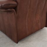 Brown leather armchair, Swiss design, 1970s, manufacture: De Sede