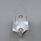 Set of 3 Italian chrome and acrylic blades wall sconces 1970s
