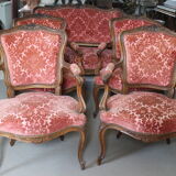 Louis XV style rocaille lounge, 4 armchairs and a bench seat