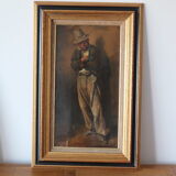 Old peasant painting in the hat