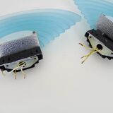 Pair of AV Mazzega wall lights in blue Murano glass. 1980s