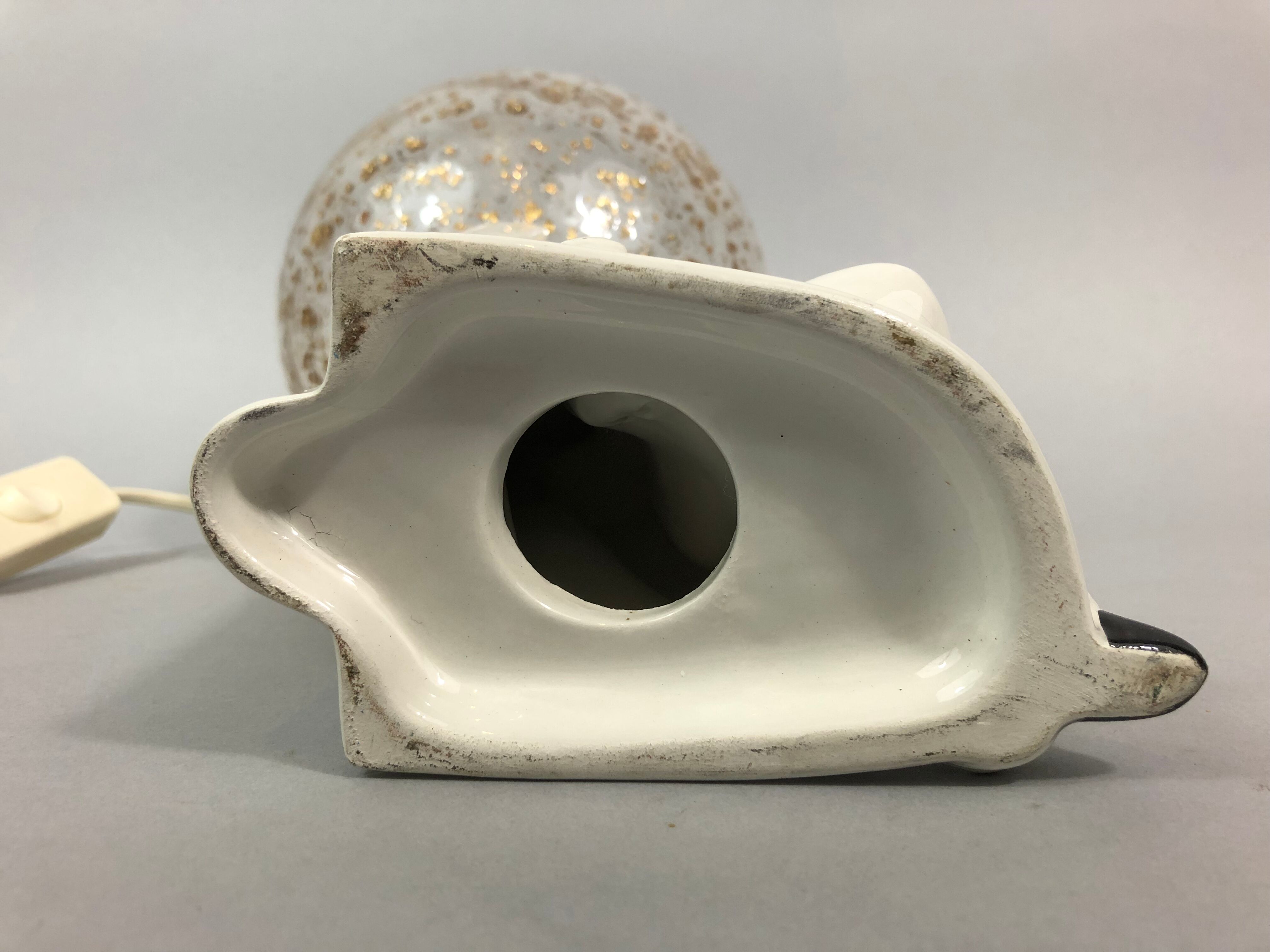 Vintage Pierrot bedside lamp from the 70s, porcelain, inlaid glass globe