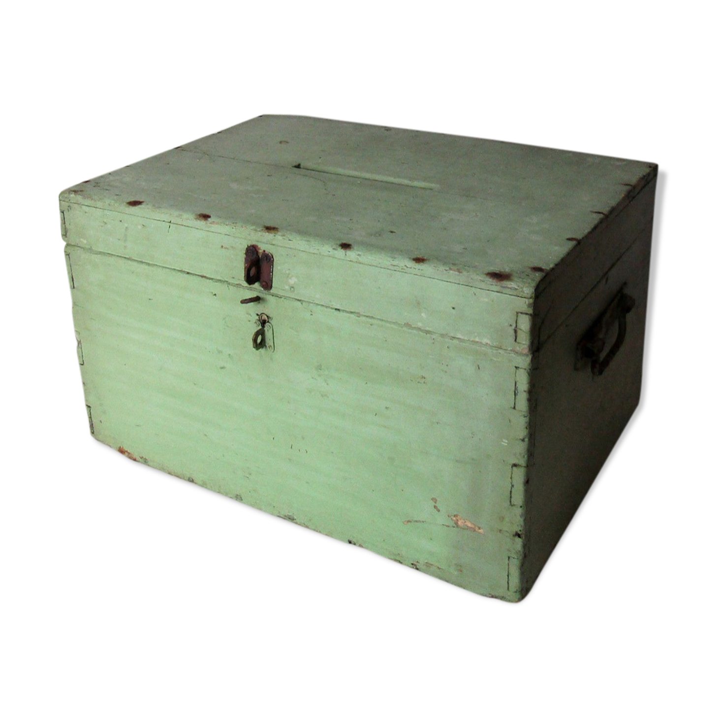 Wooden box voting urn green almond
