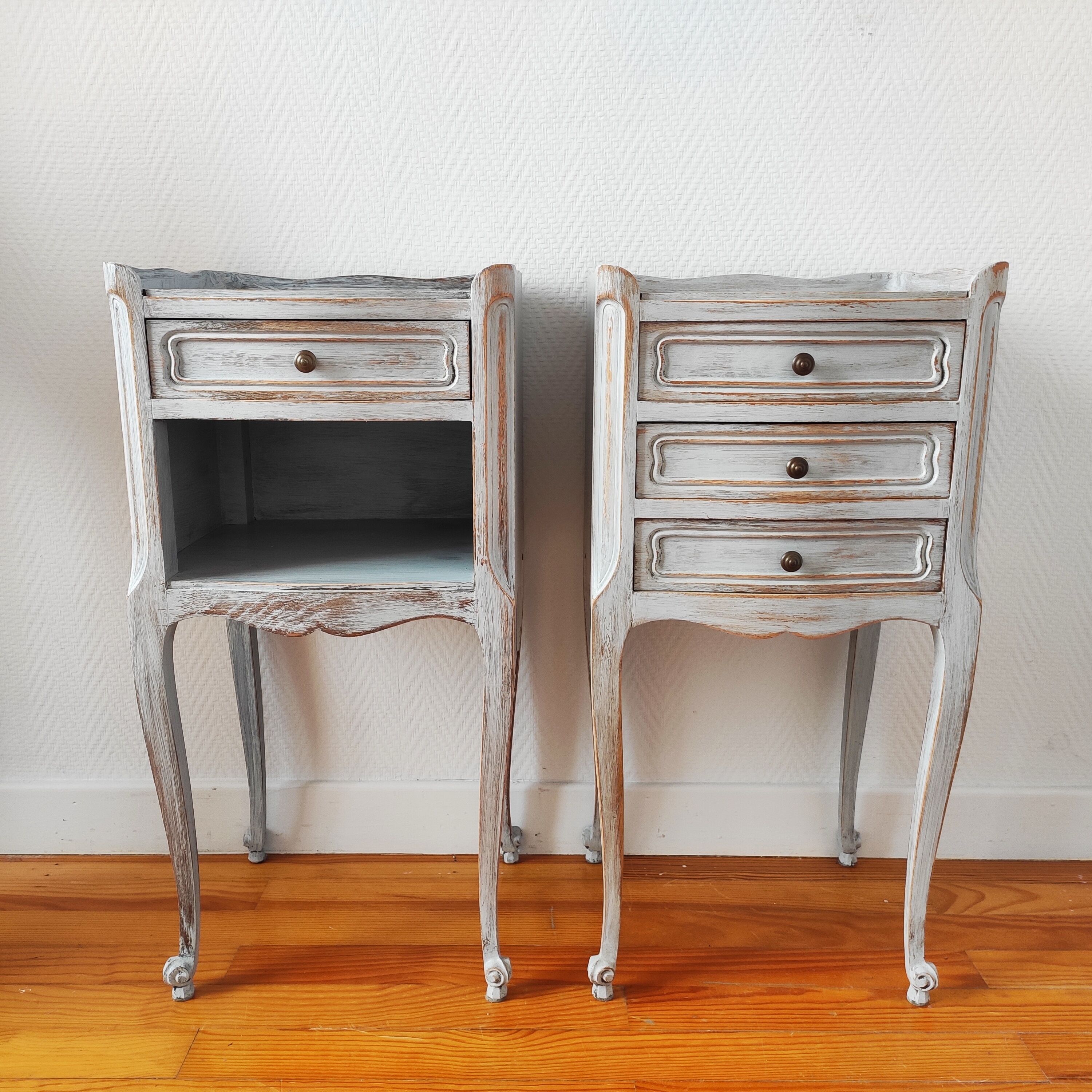 Pair of weathered bedside tables
