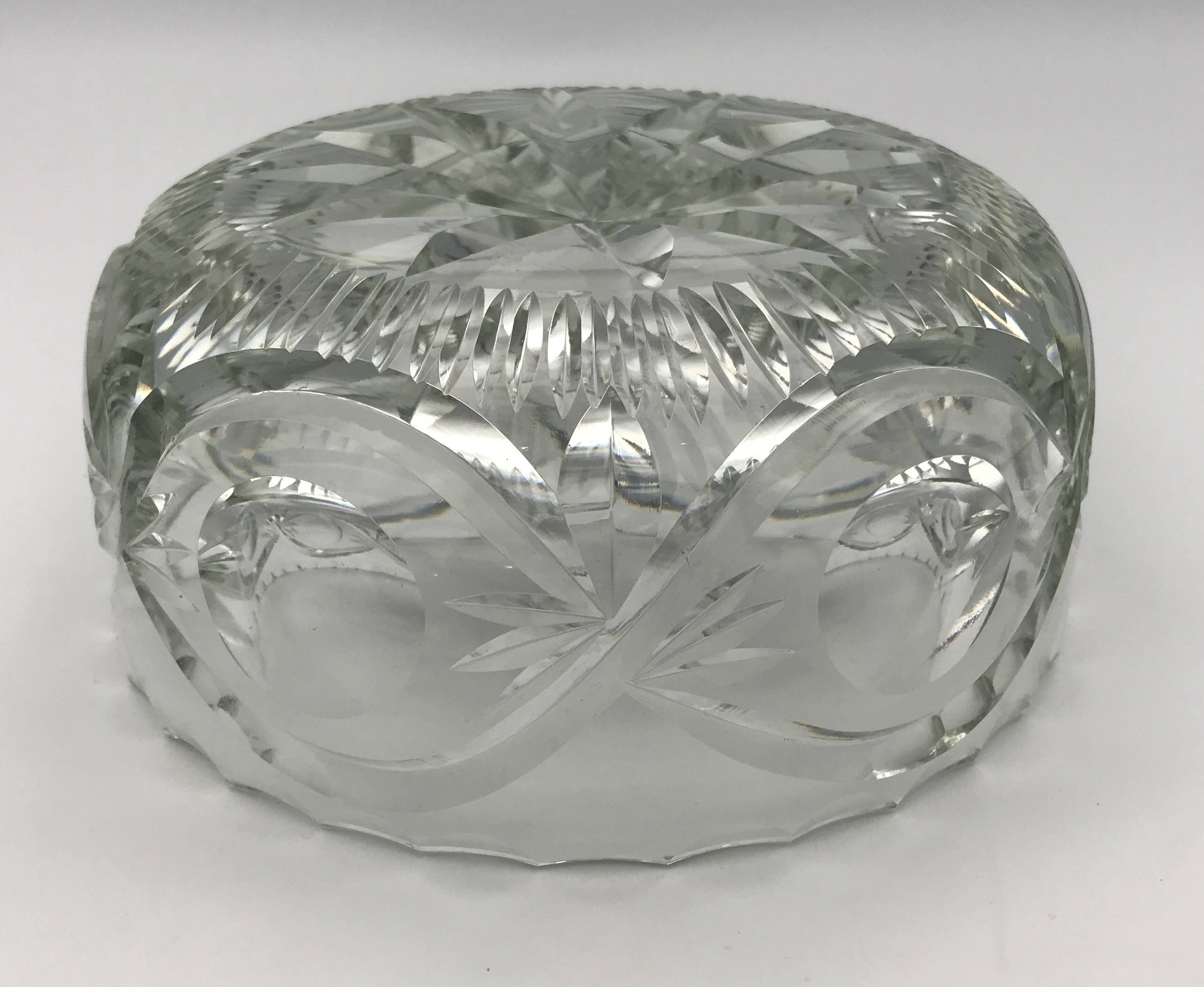 FRUIT CUTTER, SALAD BOWL in Solid CRYSTAL decorated with Hand-Cut PATTERNS