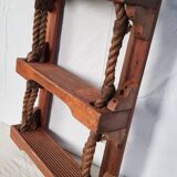 3-tier wood and rope boat shelf