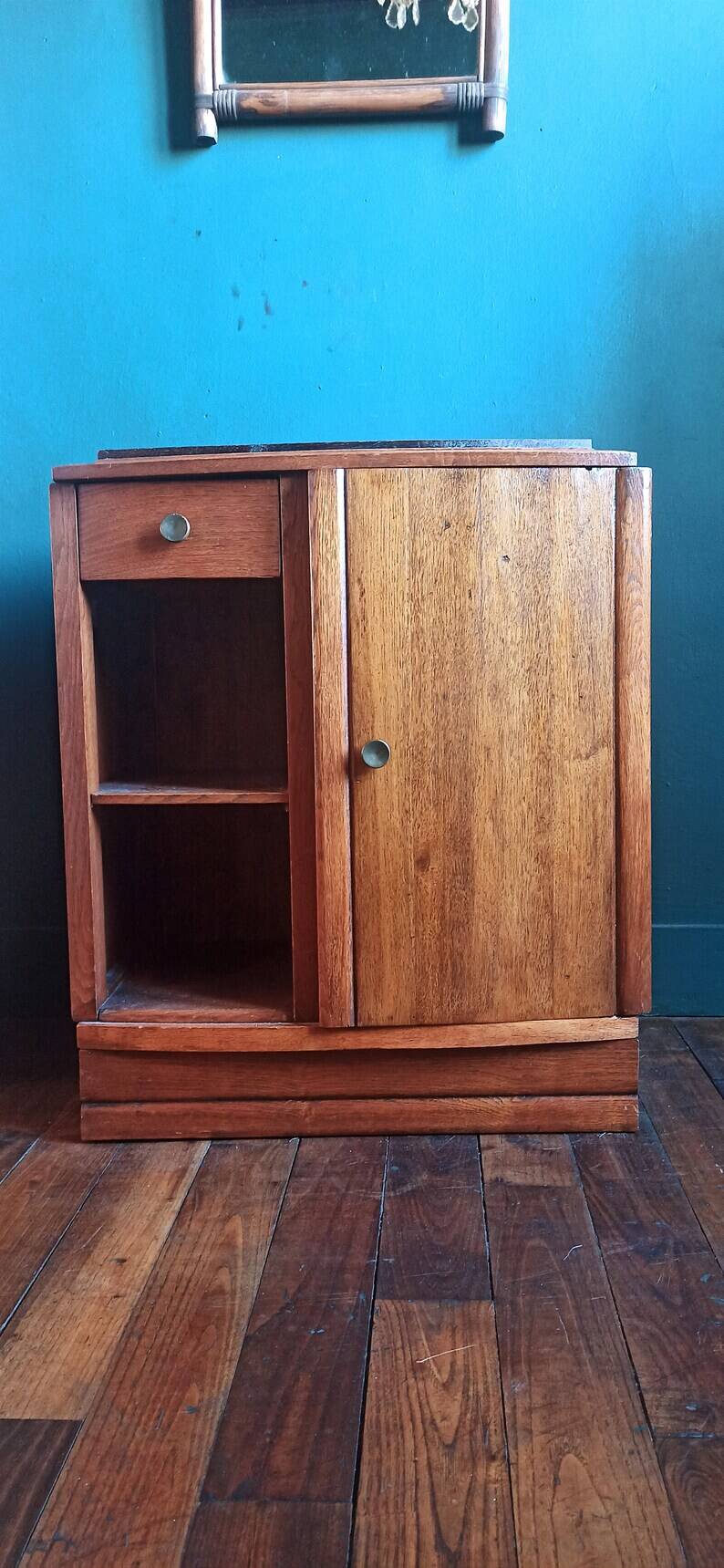 Vintage solid wood bedside table/wooden storage unit